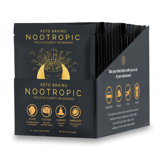 product image of keto brainz nootropic creamer box of 14 count single serve packs