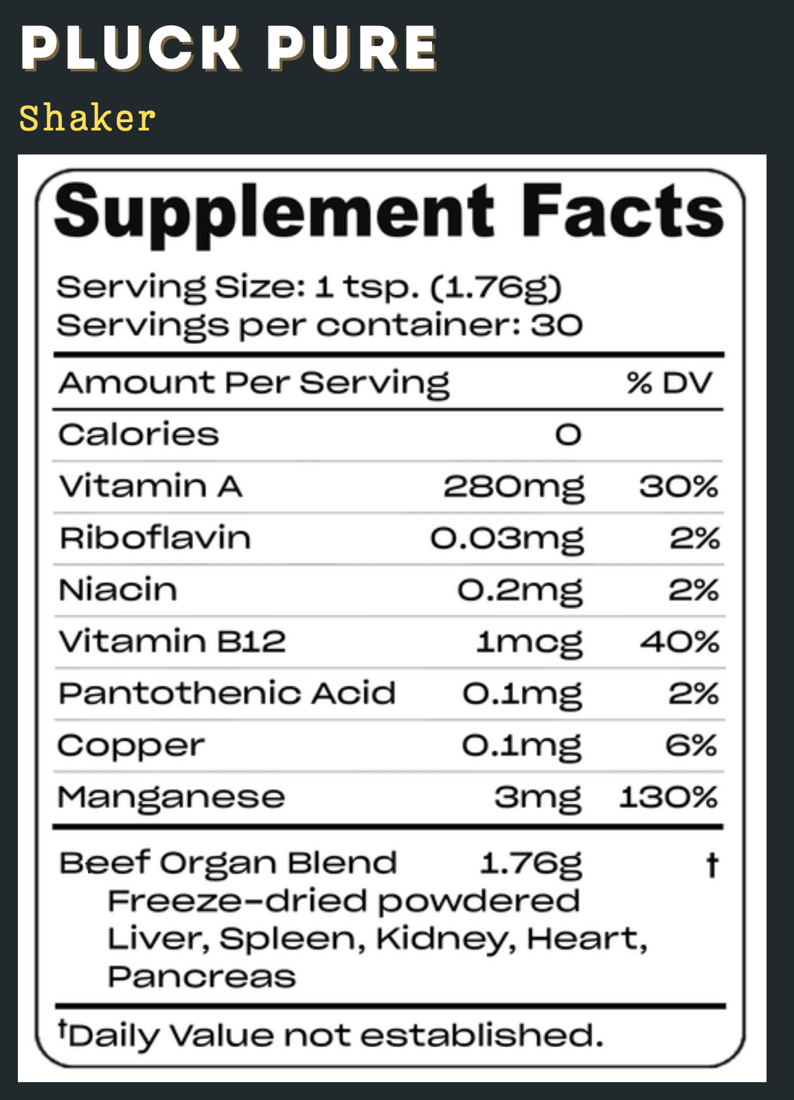 PLUCK Pure 100% Grass Fed Organ Meat Blend Travel Packs