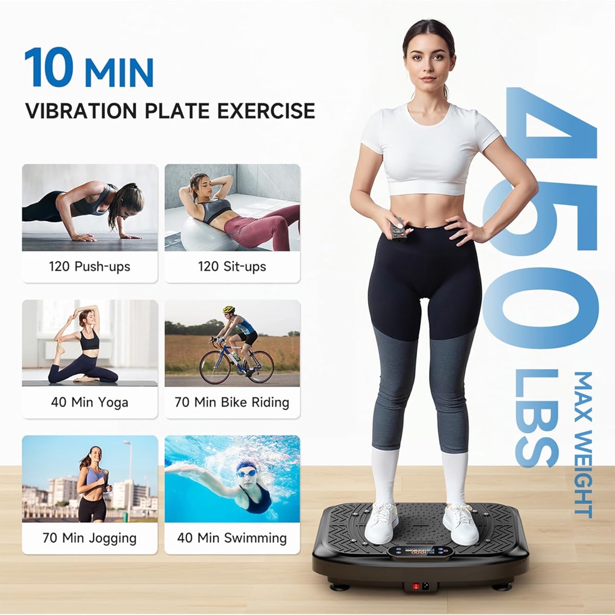 2025 Whole Body Vibration Plate Exercise Machine - Lymphatic Drainage, Weight Loss & Muscle Toning Fitness Platform with Resistance Bands, 450 lbs Capacity