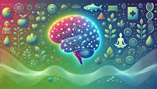 How to stay mentally sharp - habits for mental longevity. AI generated image of colorful brain and supplement health icons