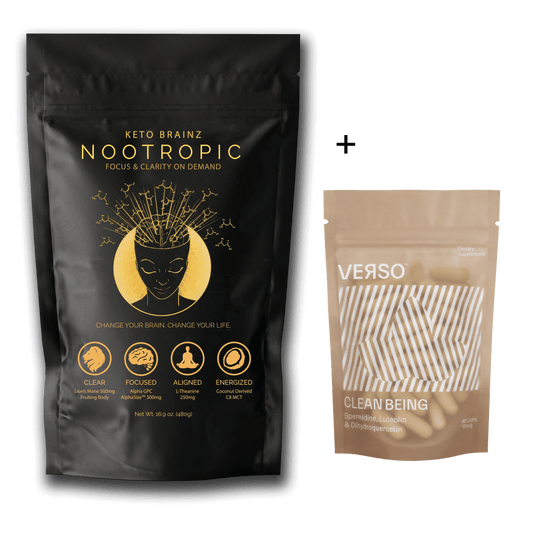 product image of keto brainz nootropic creamer and Verso clean being spermidine supplement combo