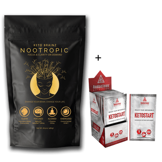 product image of ketobrainz nootropic creamer and caffeine free keto start ketone supplement by audacious nutrition