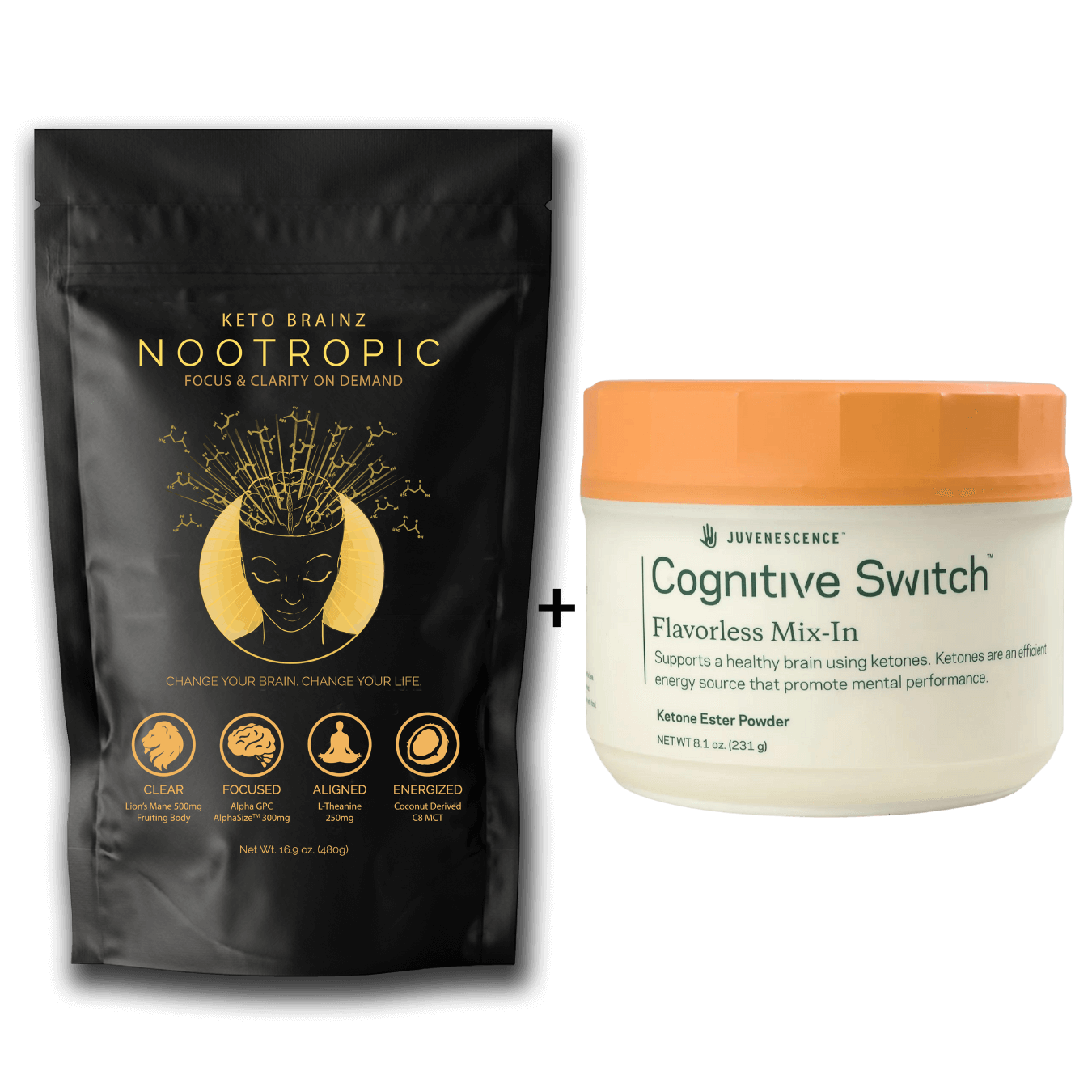 product image of keto brainz nootropic creamer and cognitive switch powdered ketone ester supplement