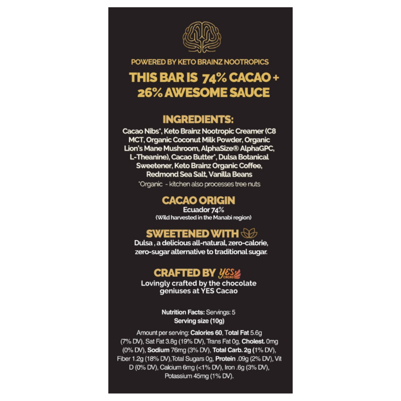 Keto Brainz Nootropic Dark Chocolate Bar - COMING SOON!