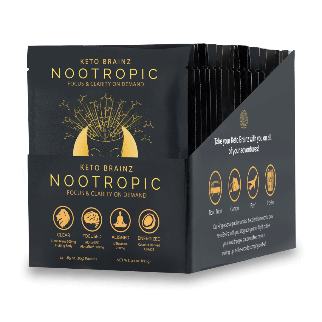 product image of keto brainz nootropic creamer box of 14 count single serve packs