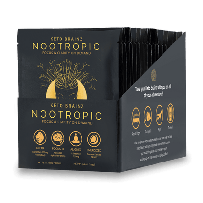 product image of keto brainz nootropic creamer box of 14 count single serve packs